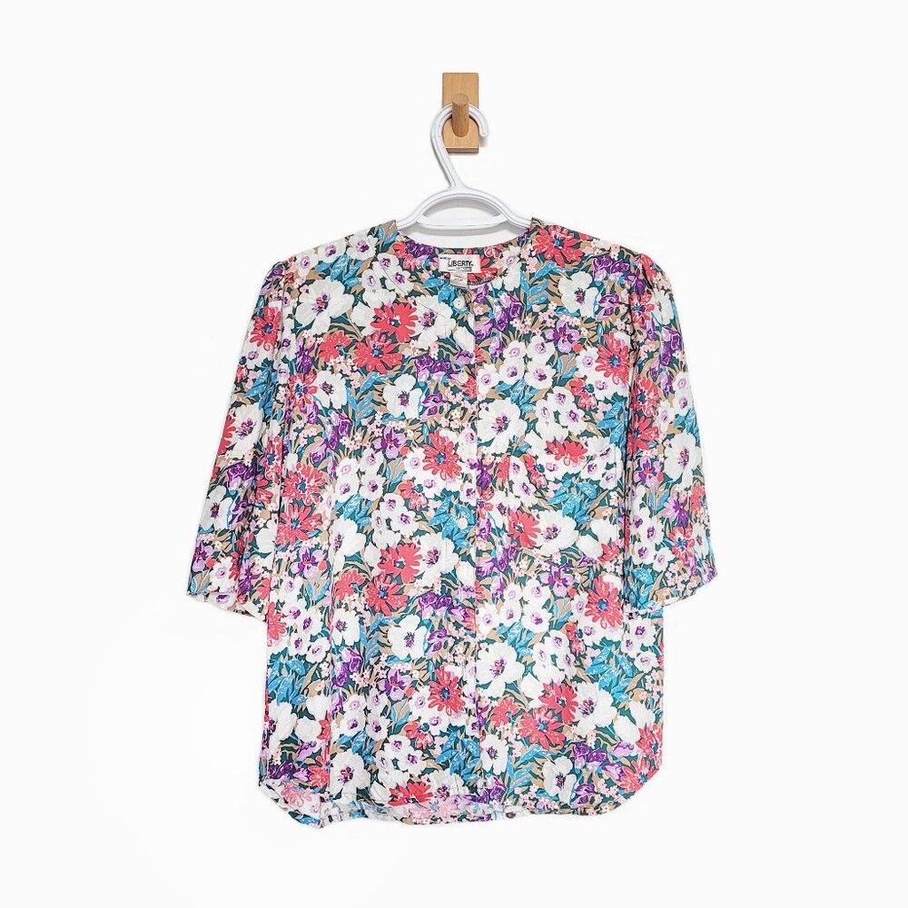 Vintage Liberty London Floral Pattern Button Down Blouse - Size M